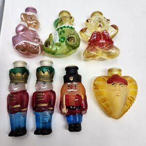 Vintage Old World Christmas Glass Light Covers Lot 7 Ornaments Nutcracker Teddy